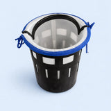 Innenansicht eines Filtereimers mit 70 Mikron Hofeimer Filtereinsatz zur Filtration von Kunststoffgranulat Innenansicht eines Filtereimers mit 70 Mikron Hofeimer Filtereinsatz zur Filtration von Kunststoffgranulat