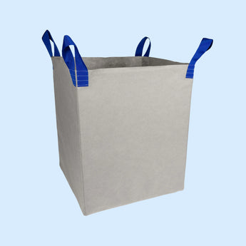 Filtersack Schlammentwässerung GE Vernova als grauer kastenförmiger Filtersack mit blauen Gurtschlaufen dargestellt Filtersack Schlammentwässerung GE Vernova als grauer kastenförmiger Filtersack mit blauen Gurtschlaufen dargestellt