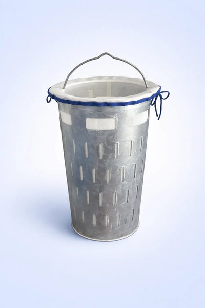 Verzinkter Metall Pelletfilter A4 70 Mikron Filtereimer zur Rückhaltung von Mikroplastik und Kunststoffgranulat