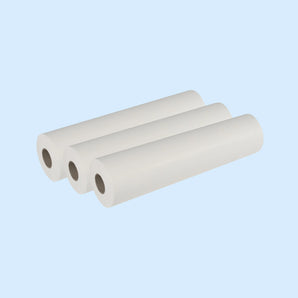 Filtervlies Viskose Rolle Filtervlies Viskose 50g Rolle als drei weiße Rollen mit braunem Innenkern