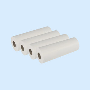 Filtervlies Viskose Rolle Filtervlies Viskose 50g Rolle als vier weiße Rollen mit braunem Innenkern