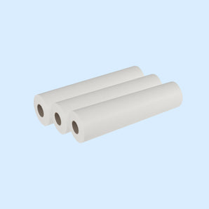 Filtervlies Viskose Rolle Filtervlies Viskose 30g Rolle als drei weiße Rollen mit braunem Innenkern
