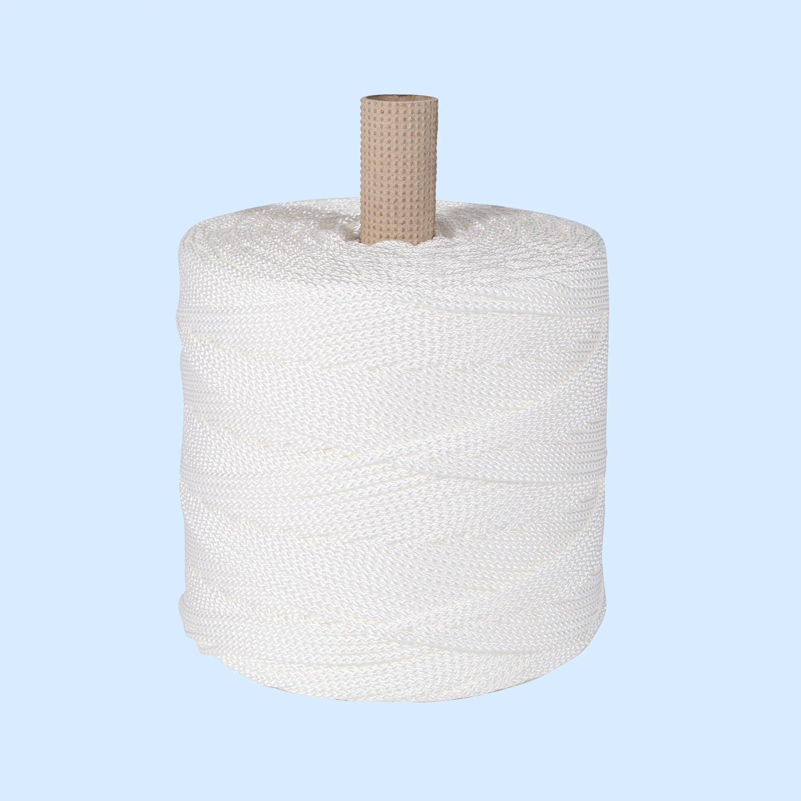 PP Flechtleine Filtersack Reparatur PP Flechtleine Filtersack Reparatur als weiße geflochtene Rolle mit Papphülse